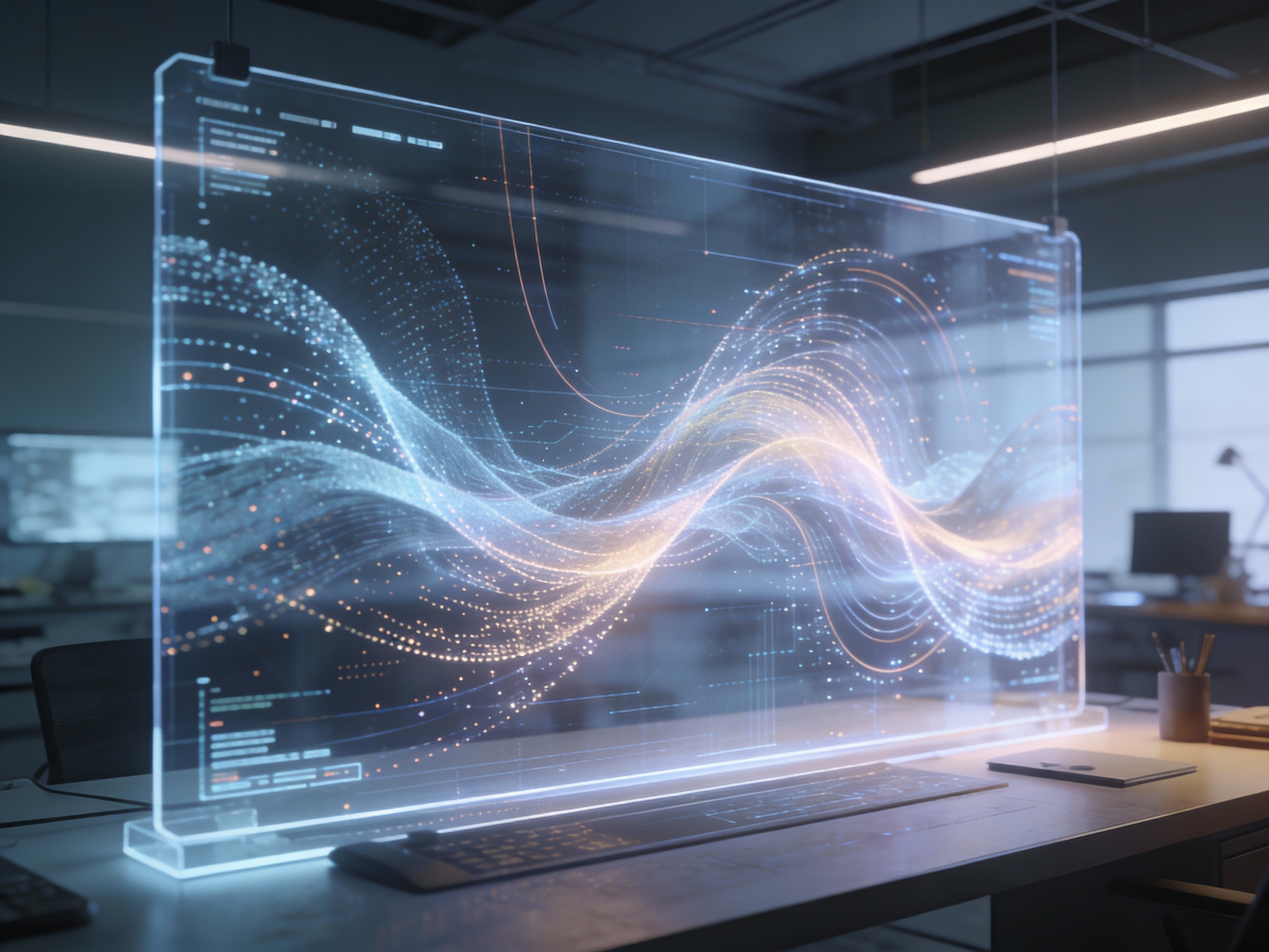 Futuristic digital art being created in real time by artificial intelligence